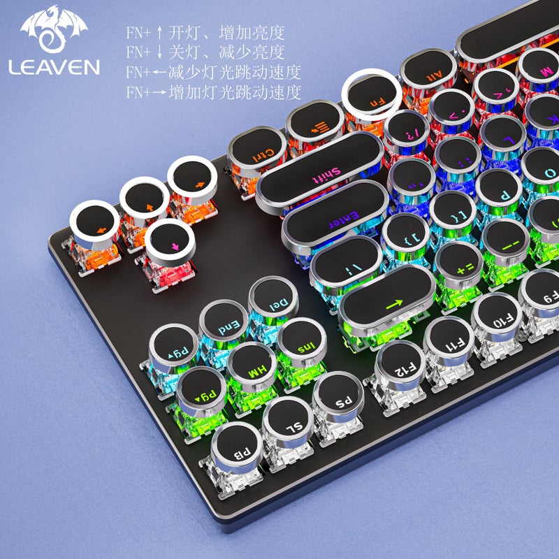 Crack K550 Punk Mechanical Keyboard 87 Key Wired Plug Round Key Office Computer Gaming Mechanical Keyboard - Image 4